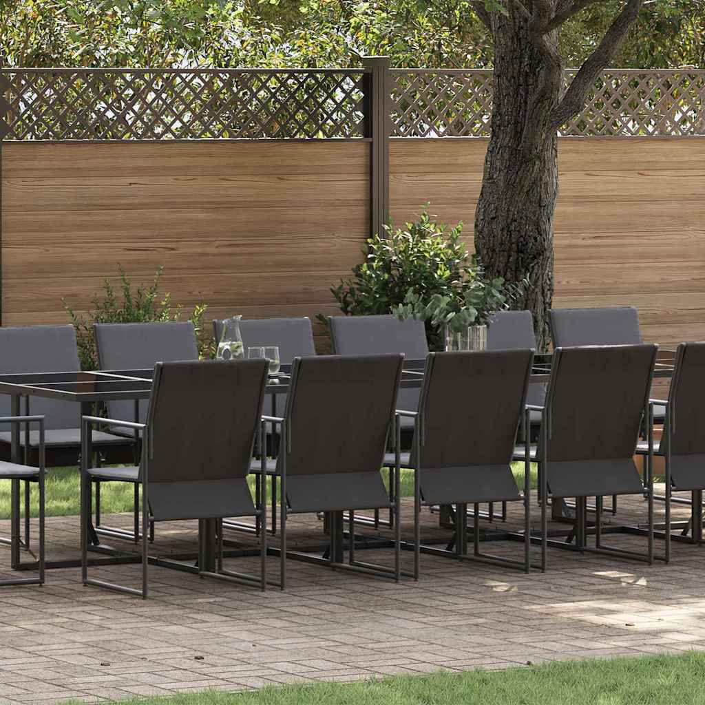 Conjunto de Jantar de Jardim 11 peças Preto Aço