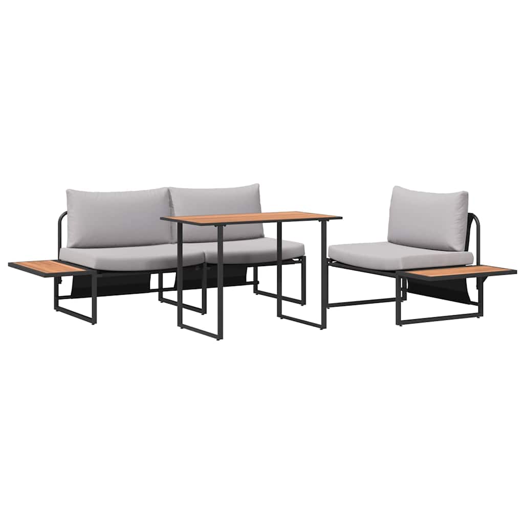 Conjunto de Comedor de Jardín 3 pcs Gris Claro Acero