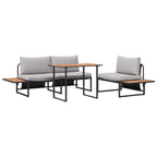 Conjunto de Comedor de Jardín 3 pcs Gris Claro Acero