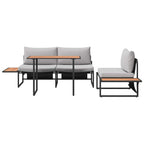 Conjunto de Comedor de Jardín 3 pcs Gris Claro Acero