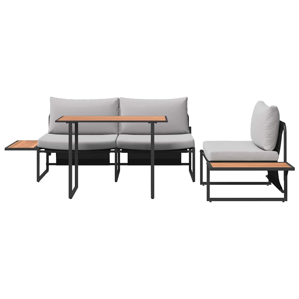 Conjunto de Comedor de Jardín 3 pcs Gris Claro Acero