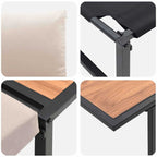 Conjunto de Comedor de Jardín 3 pcs Taupé Acero