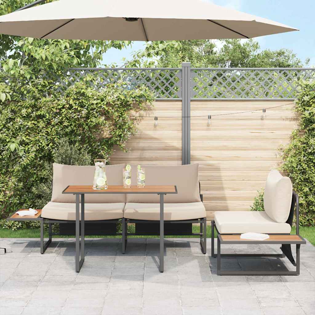 Conjunto de Comedor de Jardín 3 pcs Taupé Acero