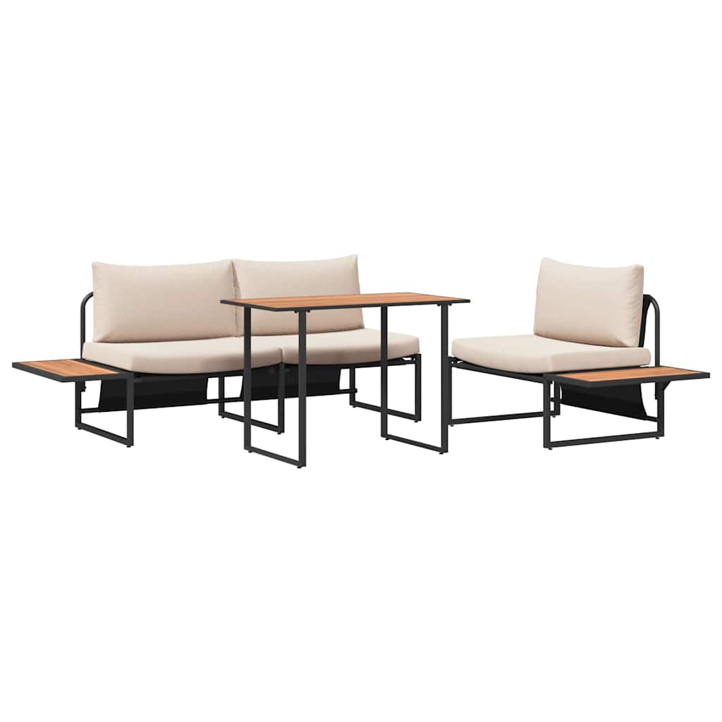 Conjunto de Comedor de Jardín 3 pcs Taupé Acero