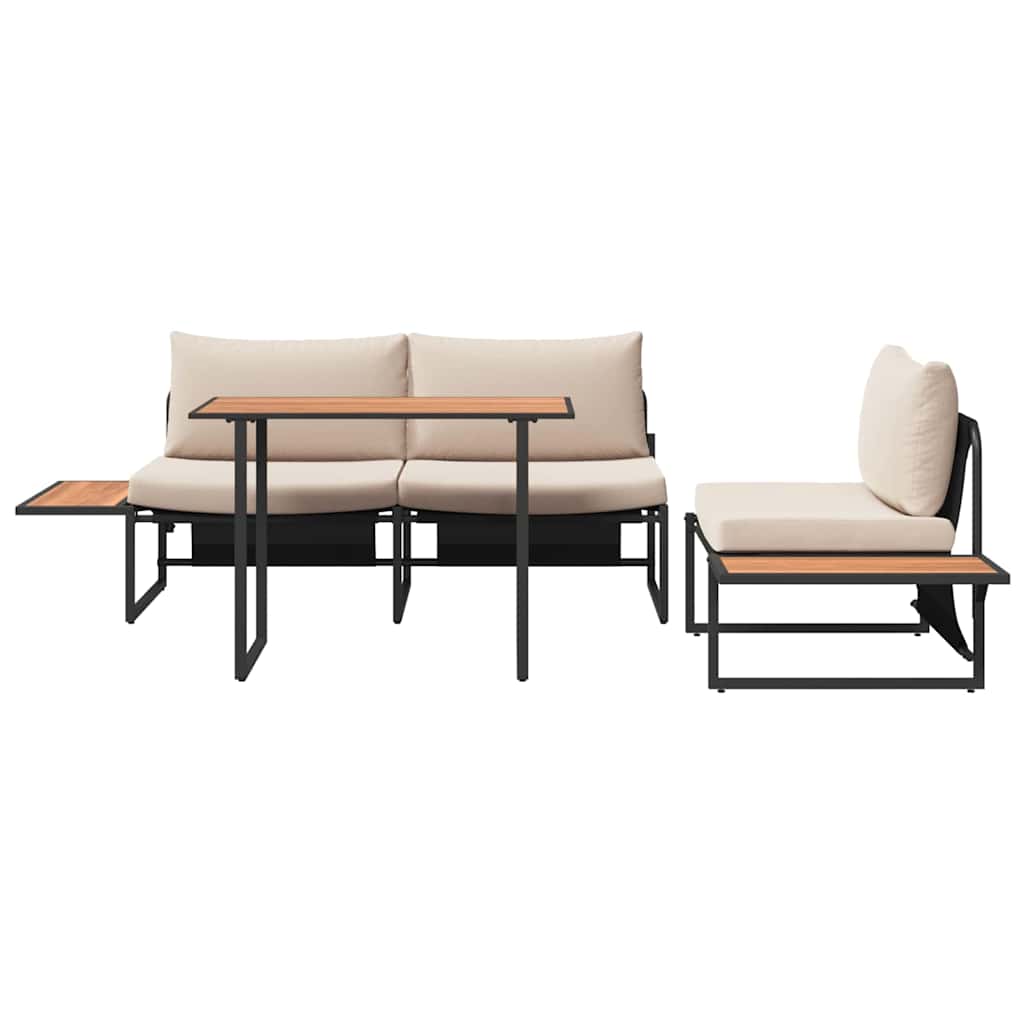 Conjunto de Comedor de Jardín 3 pcs Taupé Acero
