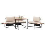 Conjunto de Comedor de Jardín 3 pcs Taupé Acero