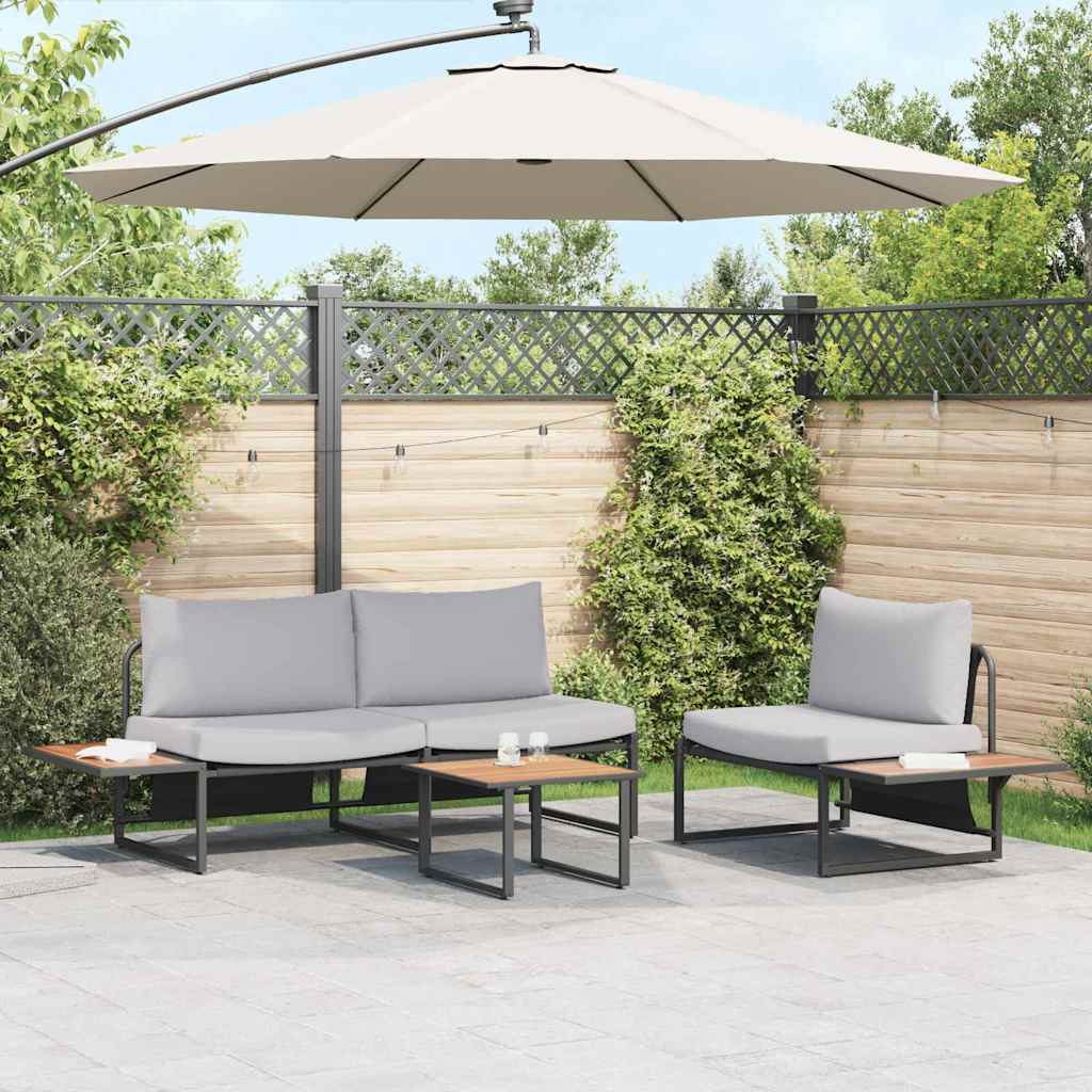 Conjunto de Comedor de Jardín 3 pcs Gris Claro Acero