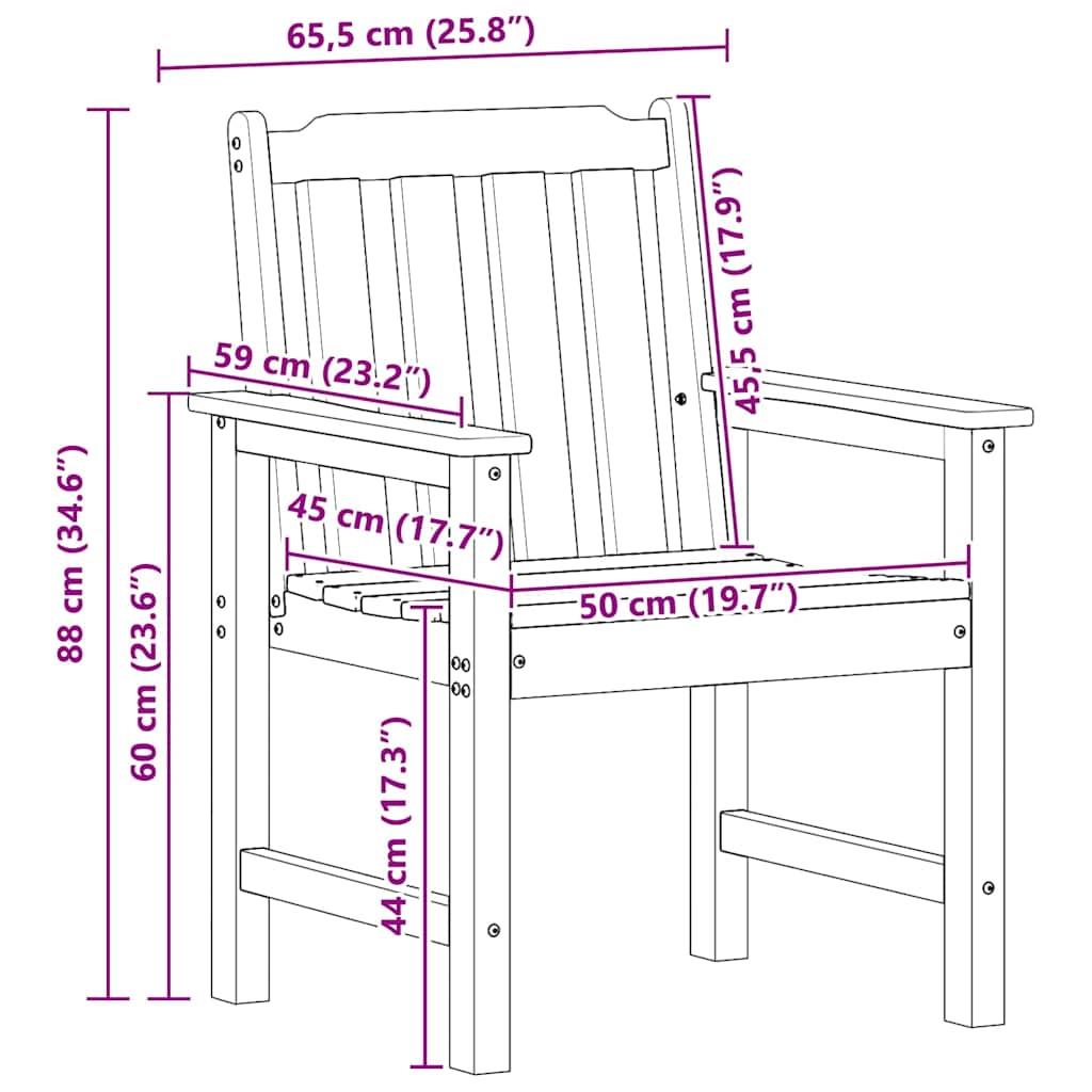 Silla de Jardín 4 pcs 65.5 x 59 x 88 cm Polietileno