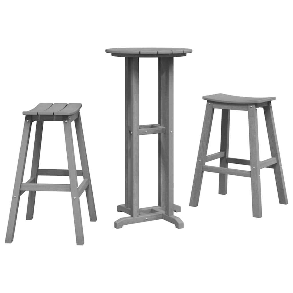 Juego de Bar en el Jardín 3 pcs Gris Claro HDPE