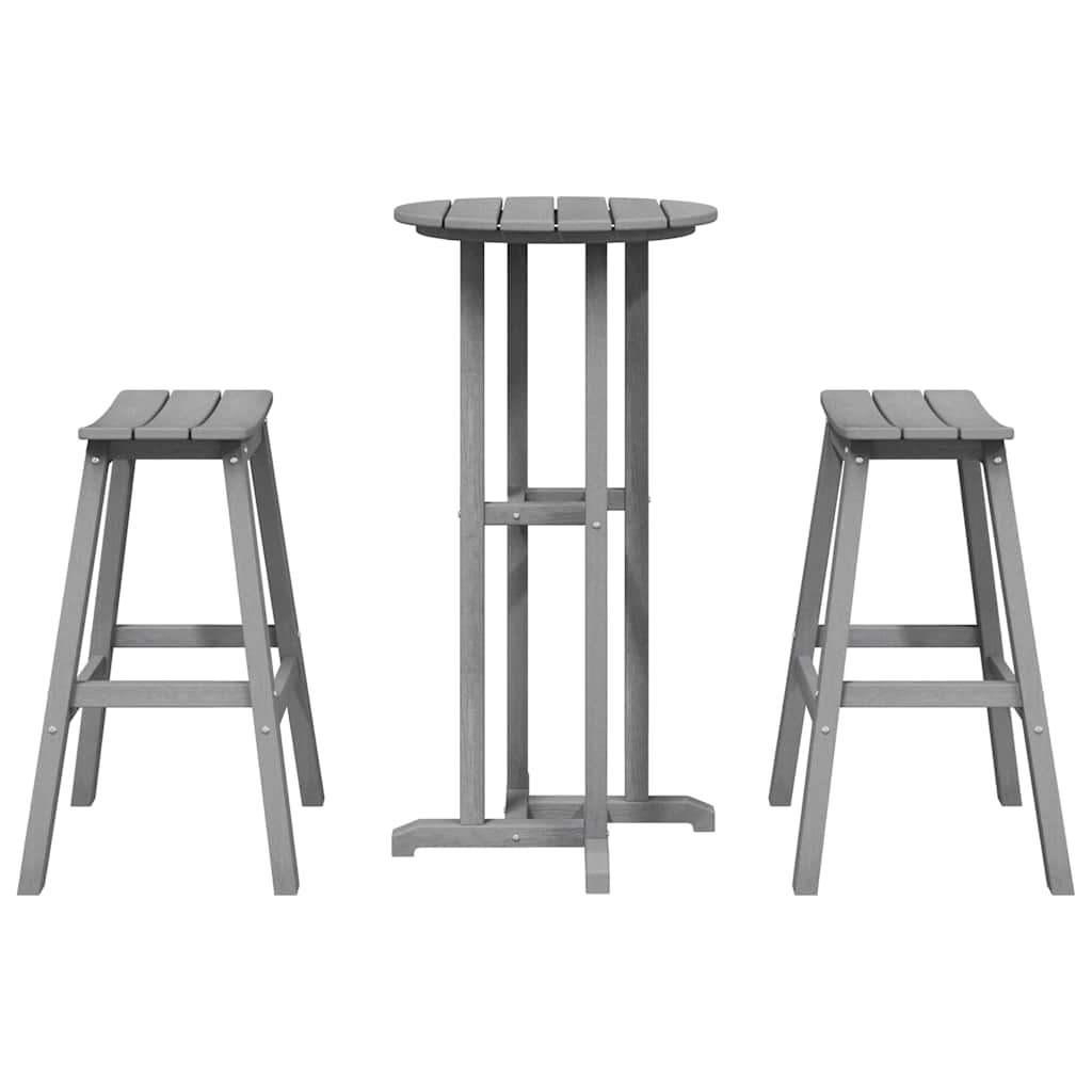 Juego de Bar en el Jardín 3 pcs Gris Claro HDPE