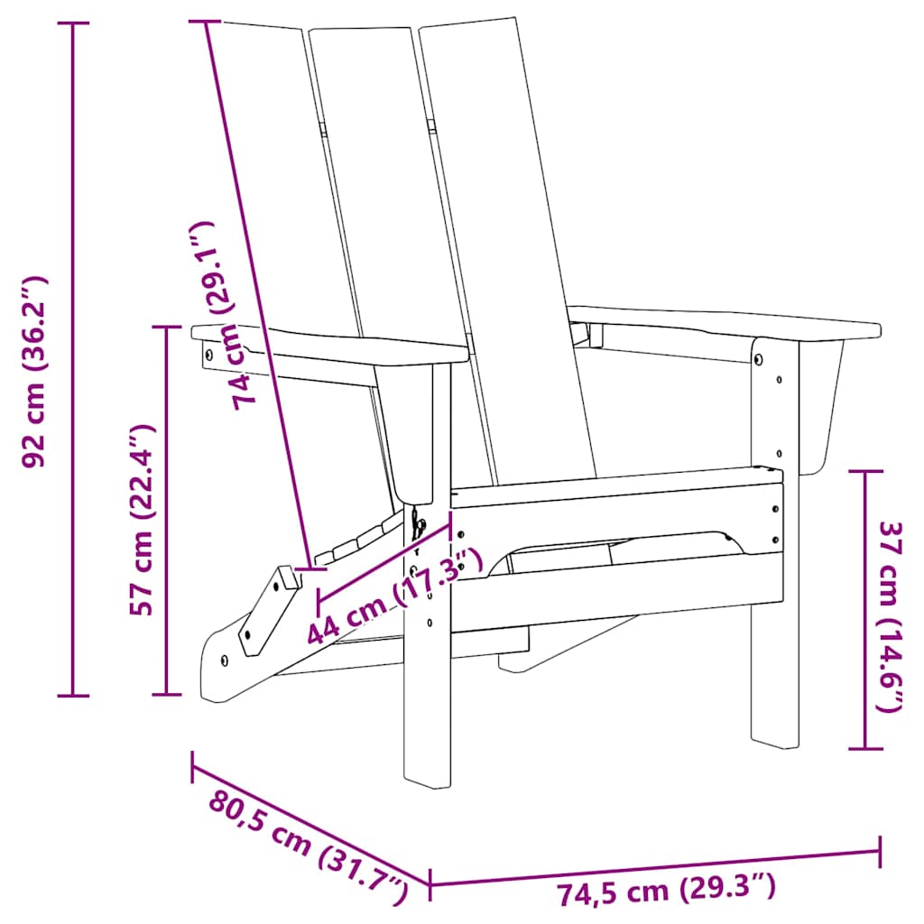 Silla de Jardín 2 pcs 80.5 x 74.5 x 92 cm Polietileno