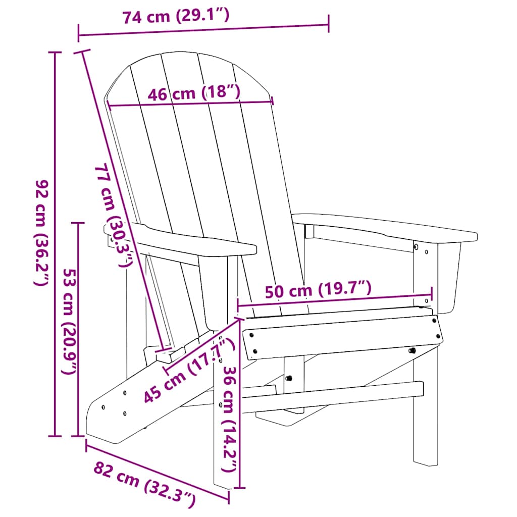 Silla de Jardín 2 pcs 82 x 74 x 92 cm Polietileno