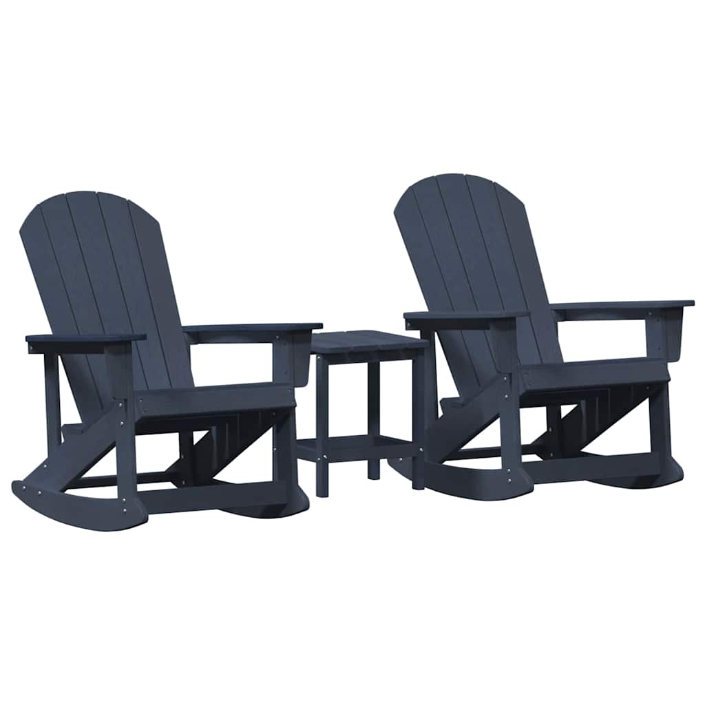Conjunto de Sofás de Jardín 3 pcs Azul marino HDPE