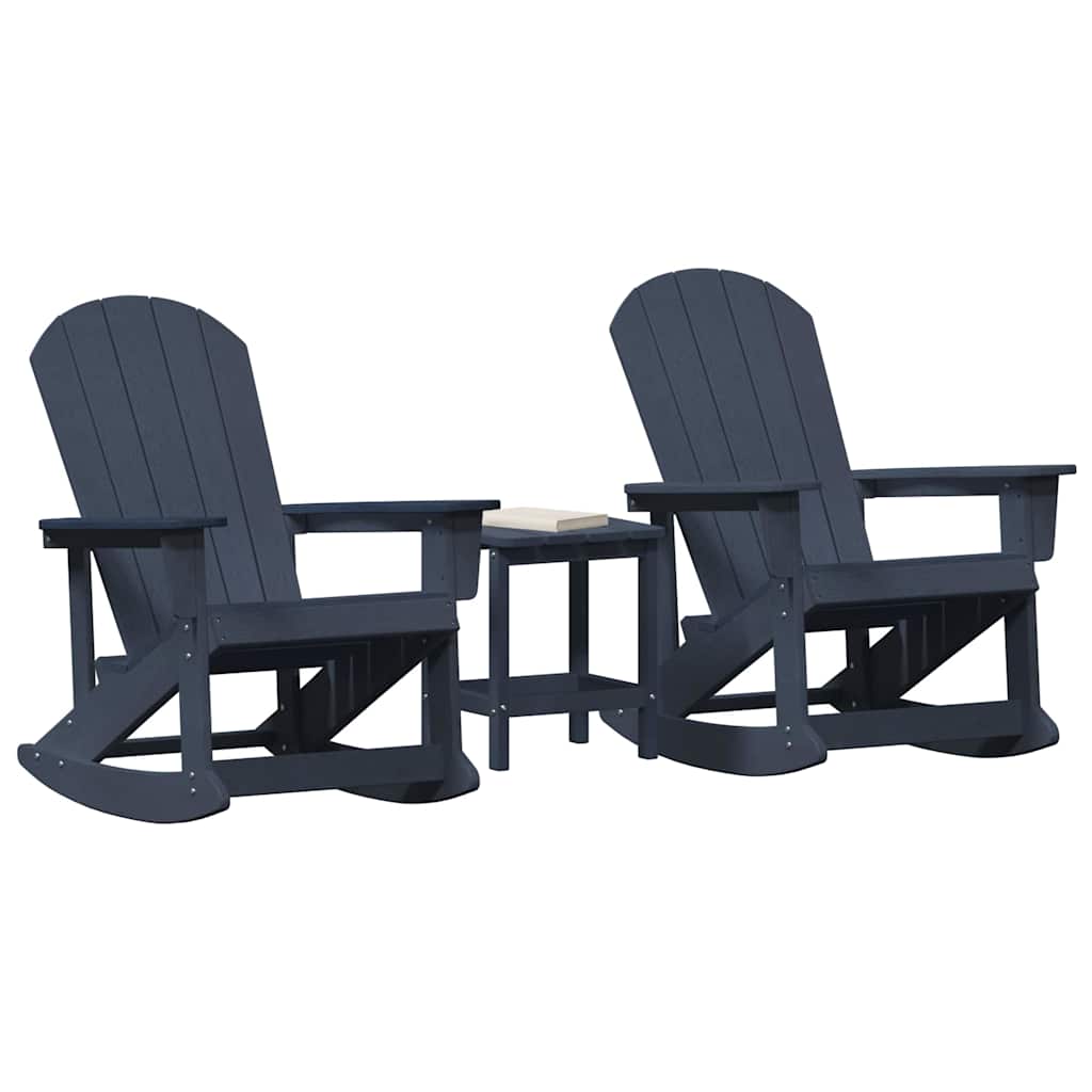 Conjunto de Sofás de Jardín 3 pcs Azul marino HDPE