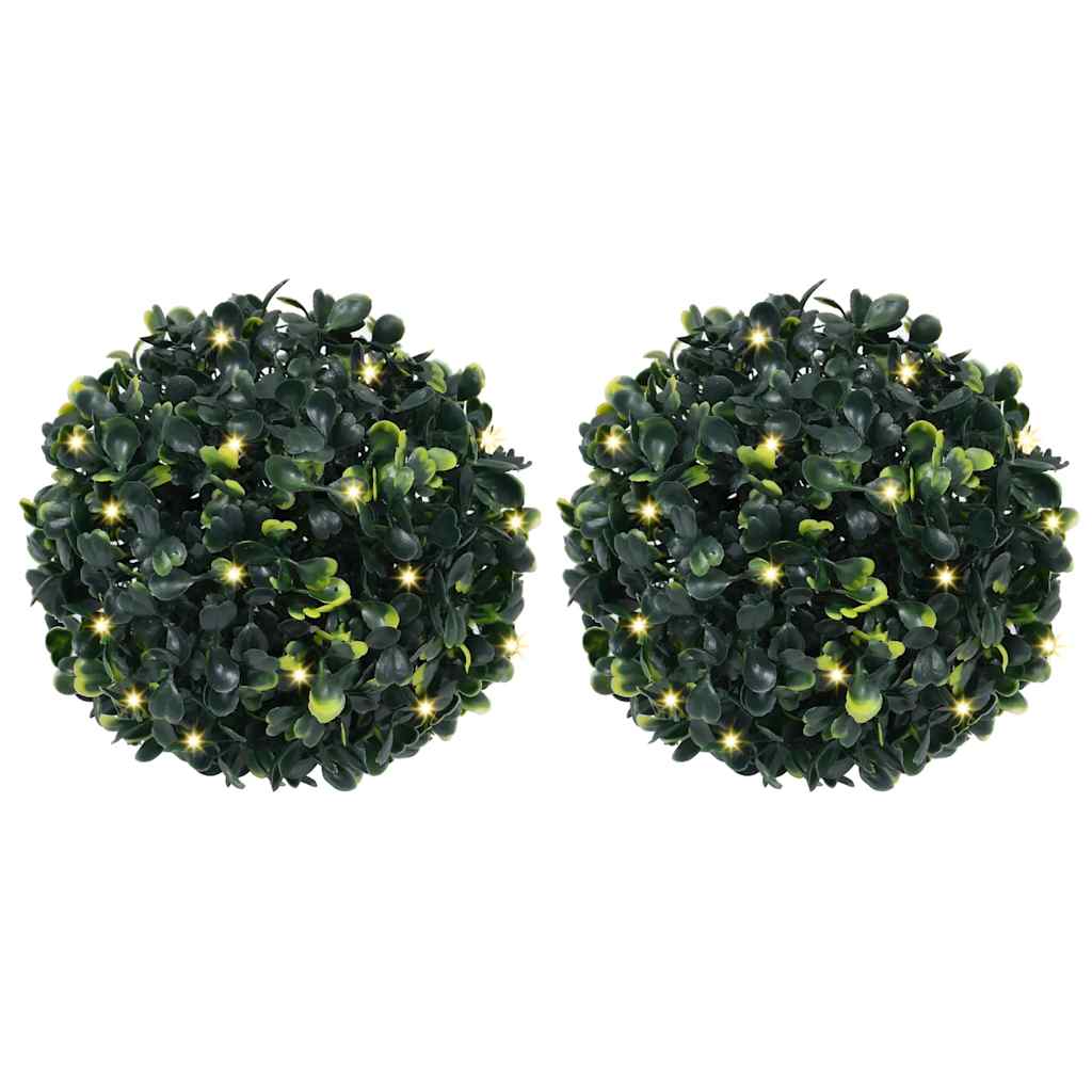 Bolas de boj artificial con luces LED 2 unidades 20 cm