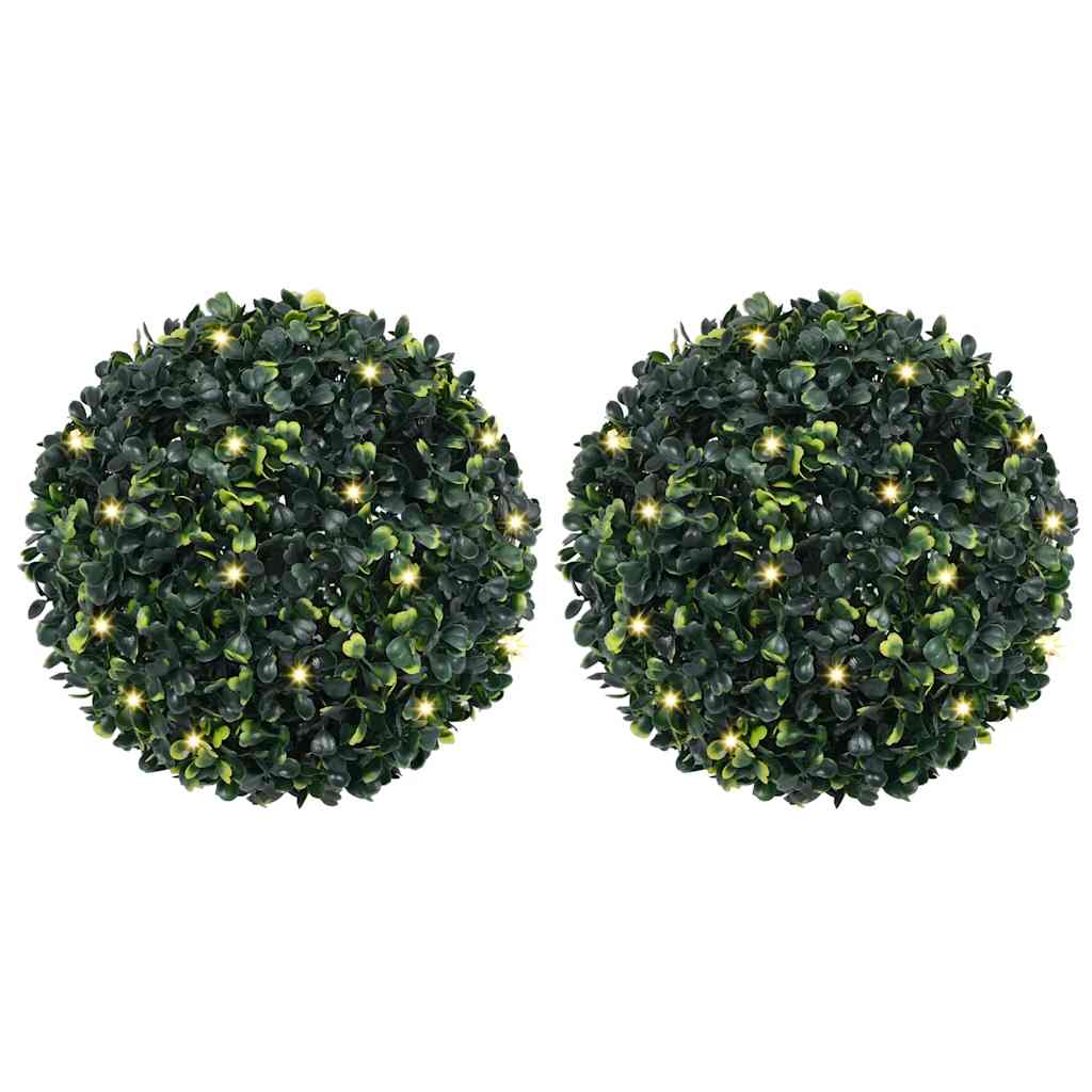 Bolas de boj artificial con luces LED 2 unidades 20 cm