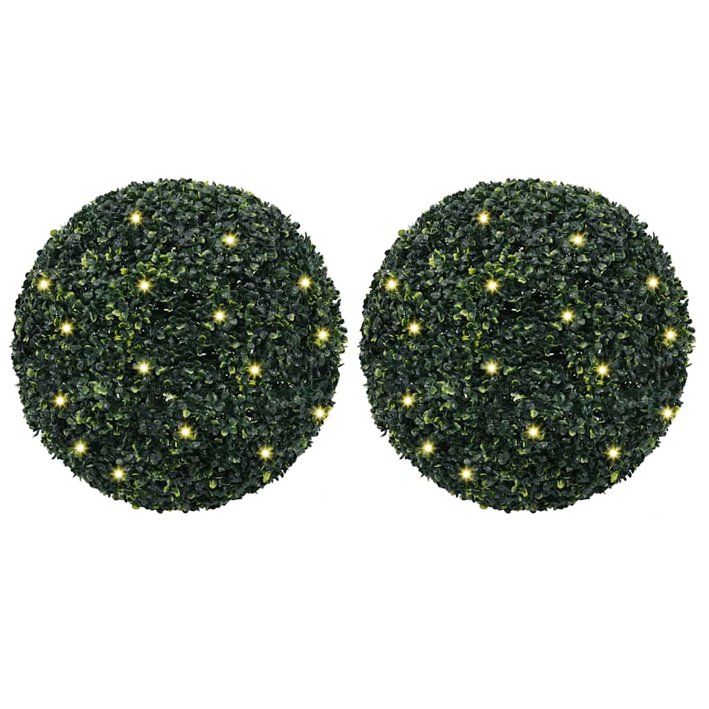 Bolas de boj artificial con luces LED 2 unidades 20 cm