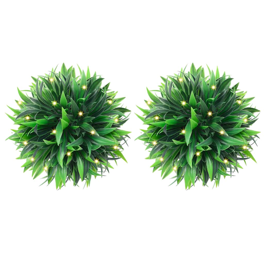Bolas de boj artificial con luces LED 2 unidades 20 cm