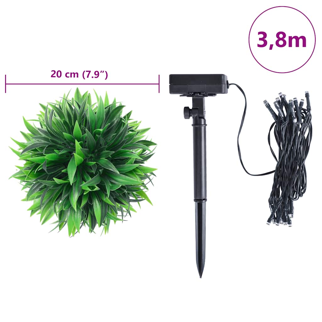 Bolas de boj artificial con luces LED 2 unidades 20 cm
