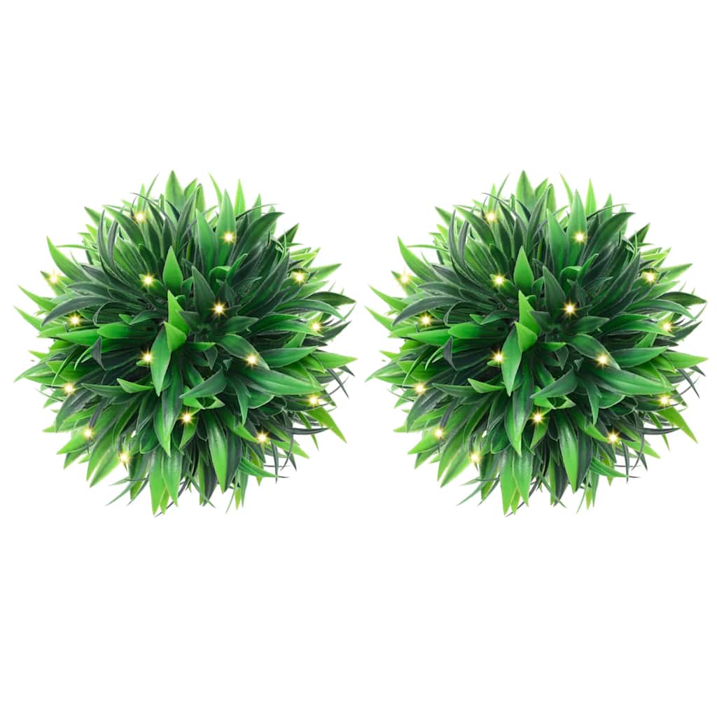 Bolas de boj artificial con luces LED 2 unidades 20 cm