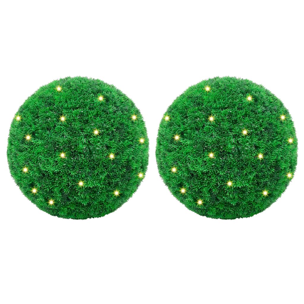 Bolas de boj artificial con luces LED 2 unidades 20 cm