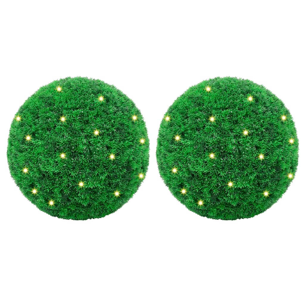 Bolas de boj artificial con luces LED 2 unidades 20 cm