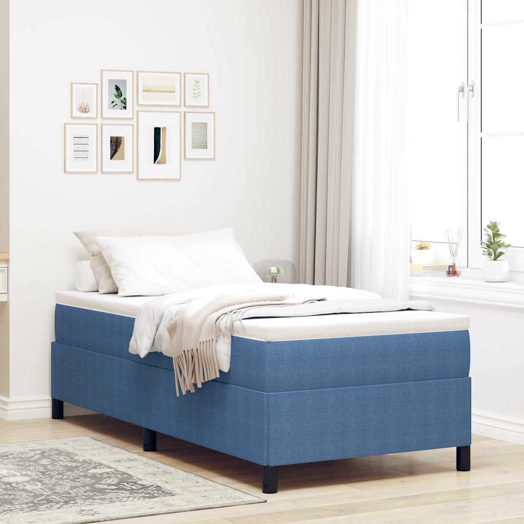 Cama tipo Box Spring Azul 100 x 200 cm Tecido de Corduroy