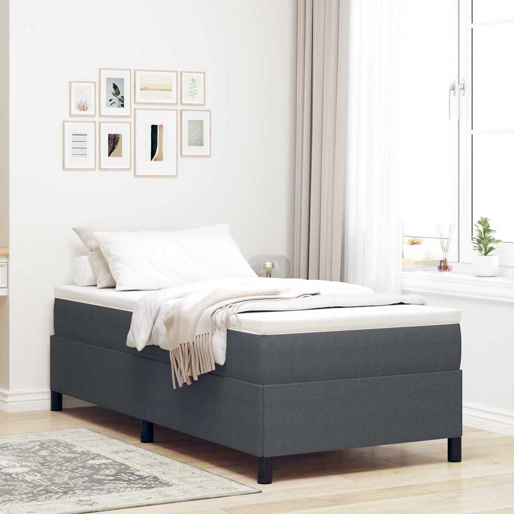Cama tipo Box Spring Azul 100 x 200 cm Tecido de Corduroy