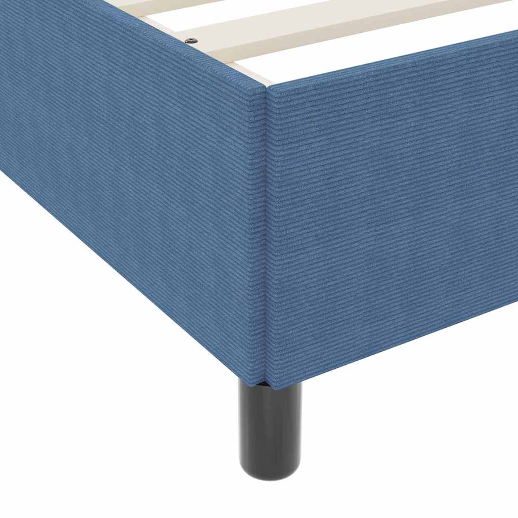 Cama tipo Box Spring Azul 100 x 200 cm Tecido de Corduroy