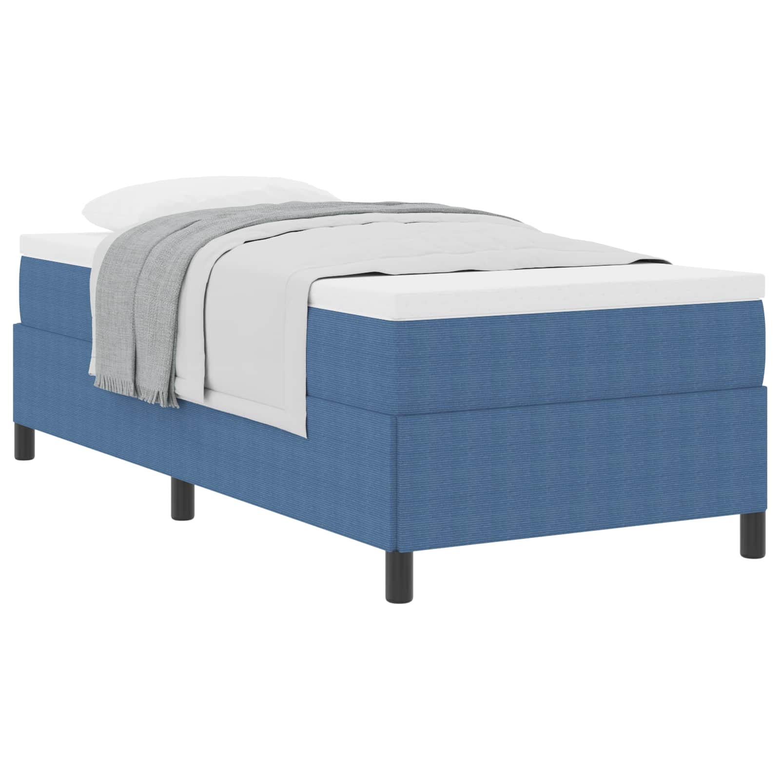 Cama tipo Box Spring Azul 100 x 200 cm Tecido de Corduroy
