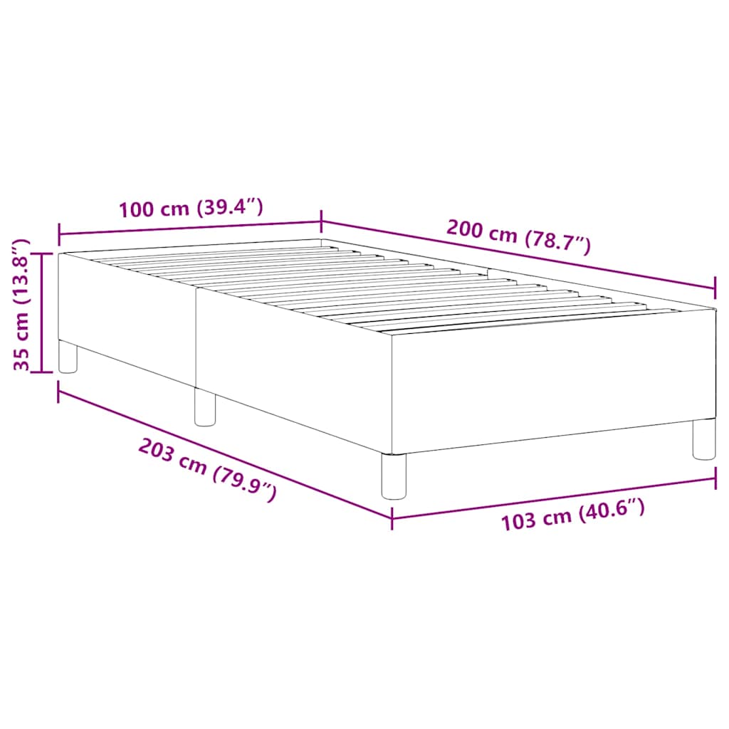 Cama tipo Box Spring Azul 100 x 200 cm Tecido de Corduroy
