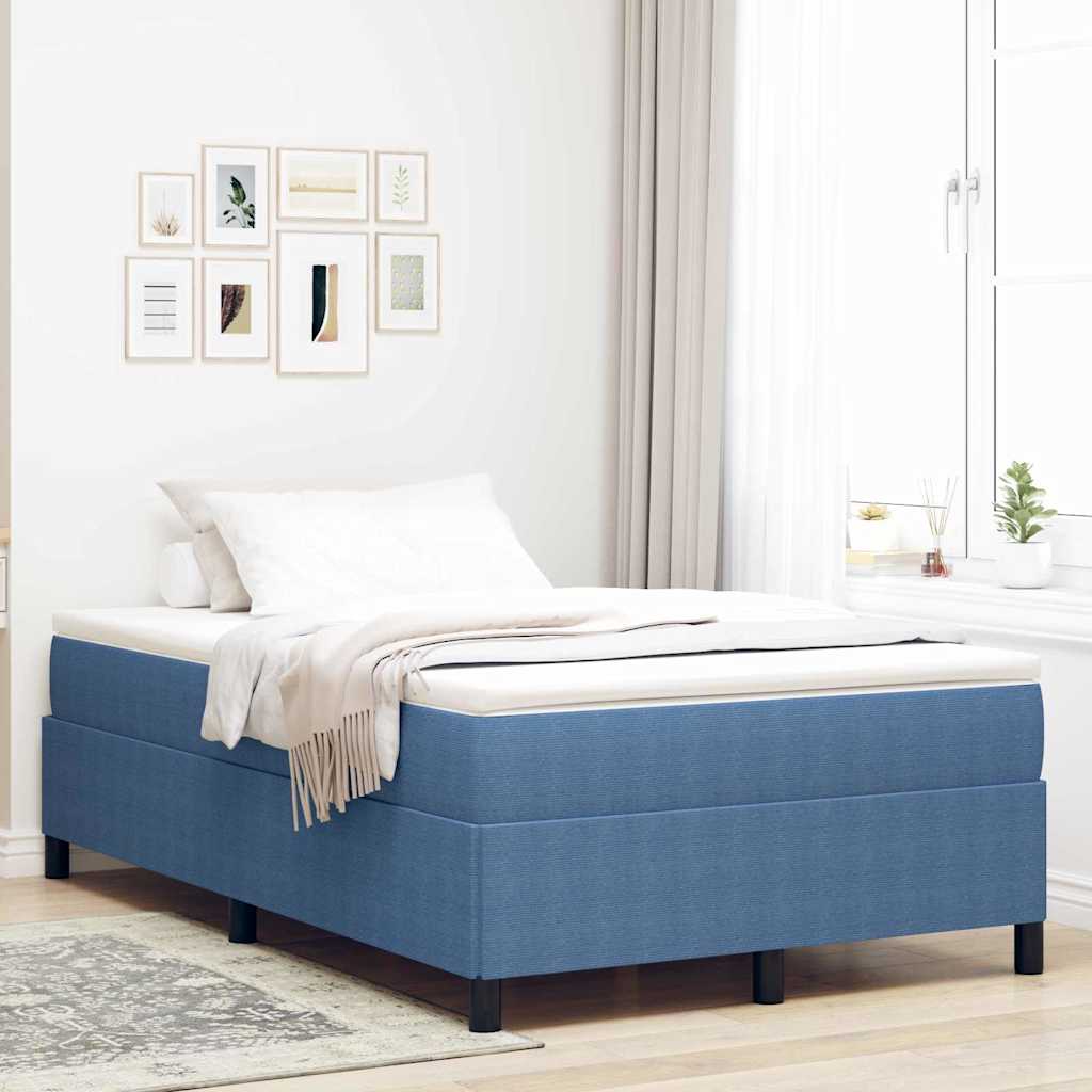 Cama tipo Box Spring Azul 100 x 200 cm Tecido de Corduroy