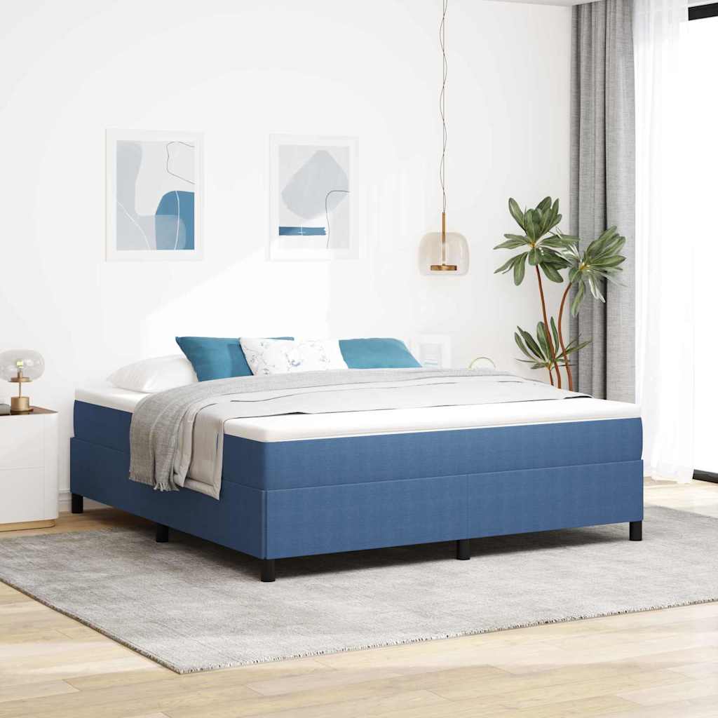 Cama tipo Box Spring Azul 100 x 200 cm Tecido de Corduroy