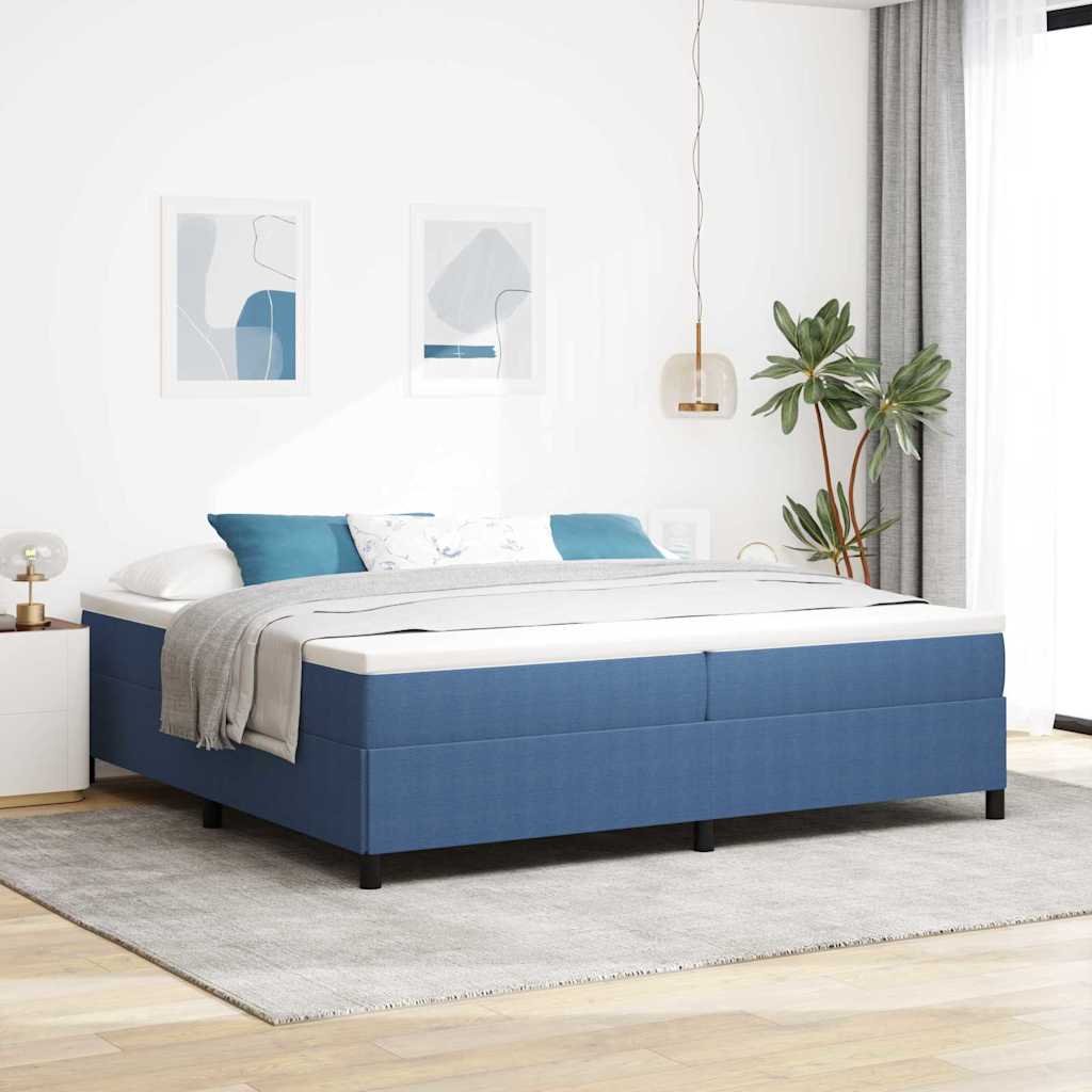 Cama tipo Box Spring Azul 100 x 200 cm Tecido de Corduroy