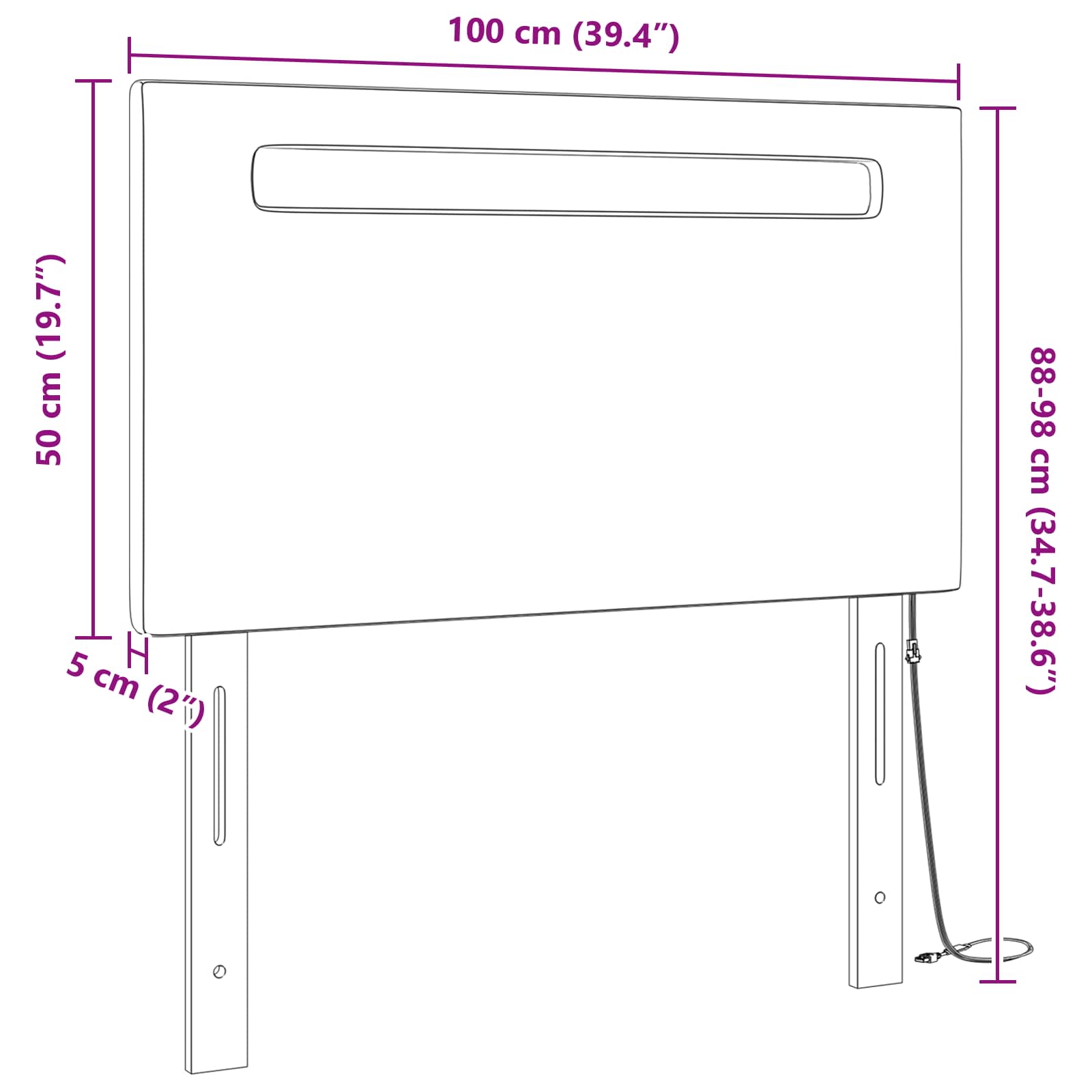 Cabecero LED 100 cm Cuero sintético