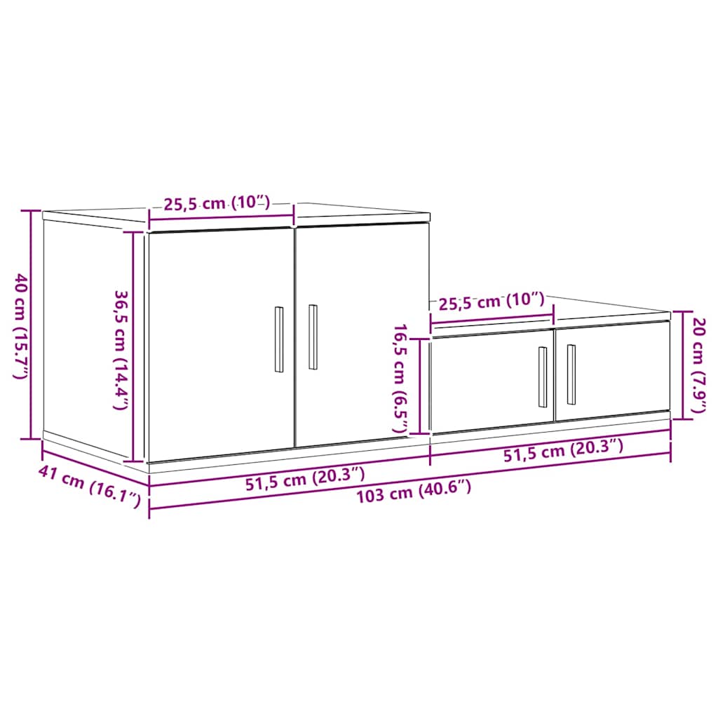 Armario de almacenamiento 2 pcs 103 x 41 x 40 cm