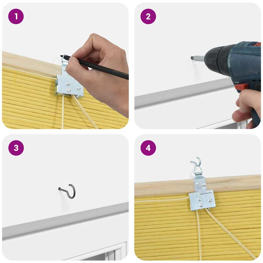 Estor enrollable Amarillo 100 x 160 cm Bambú