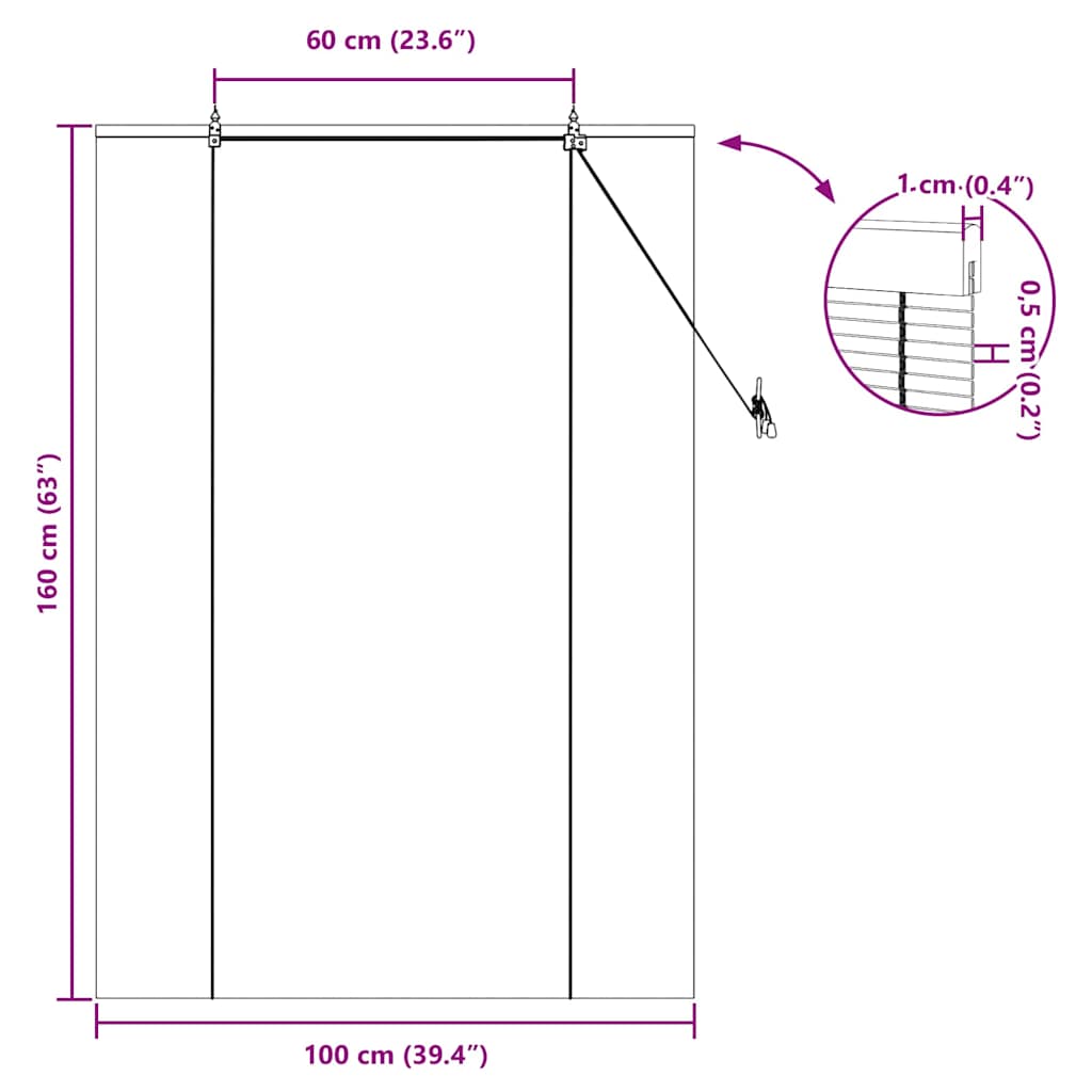 Estor enrollable Amarillo 100 x 160 cm Bambú