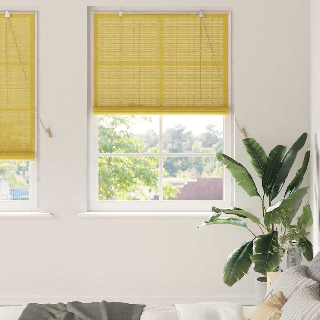 Estor enrollable Amarillo 100 x 160 cm Bambú