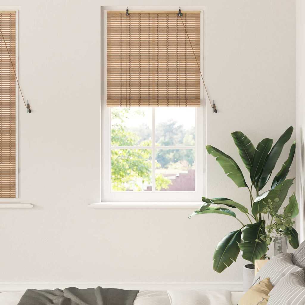 Estor enrollable con cortinas Naturaleza 100 x 160 cm Bambú