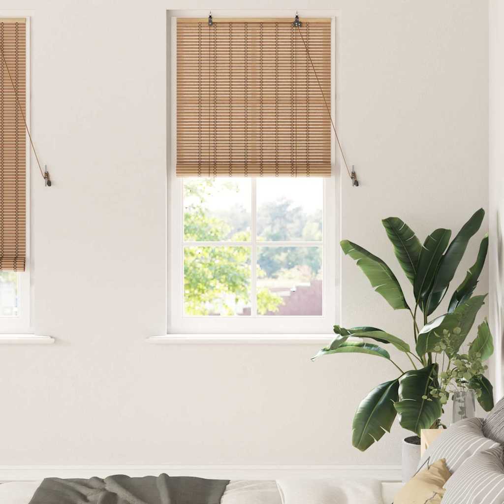 Estor enrollable con cortinas Naturaleza 100 x 160 cm Bambú