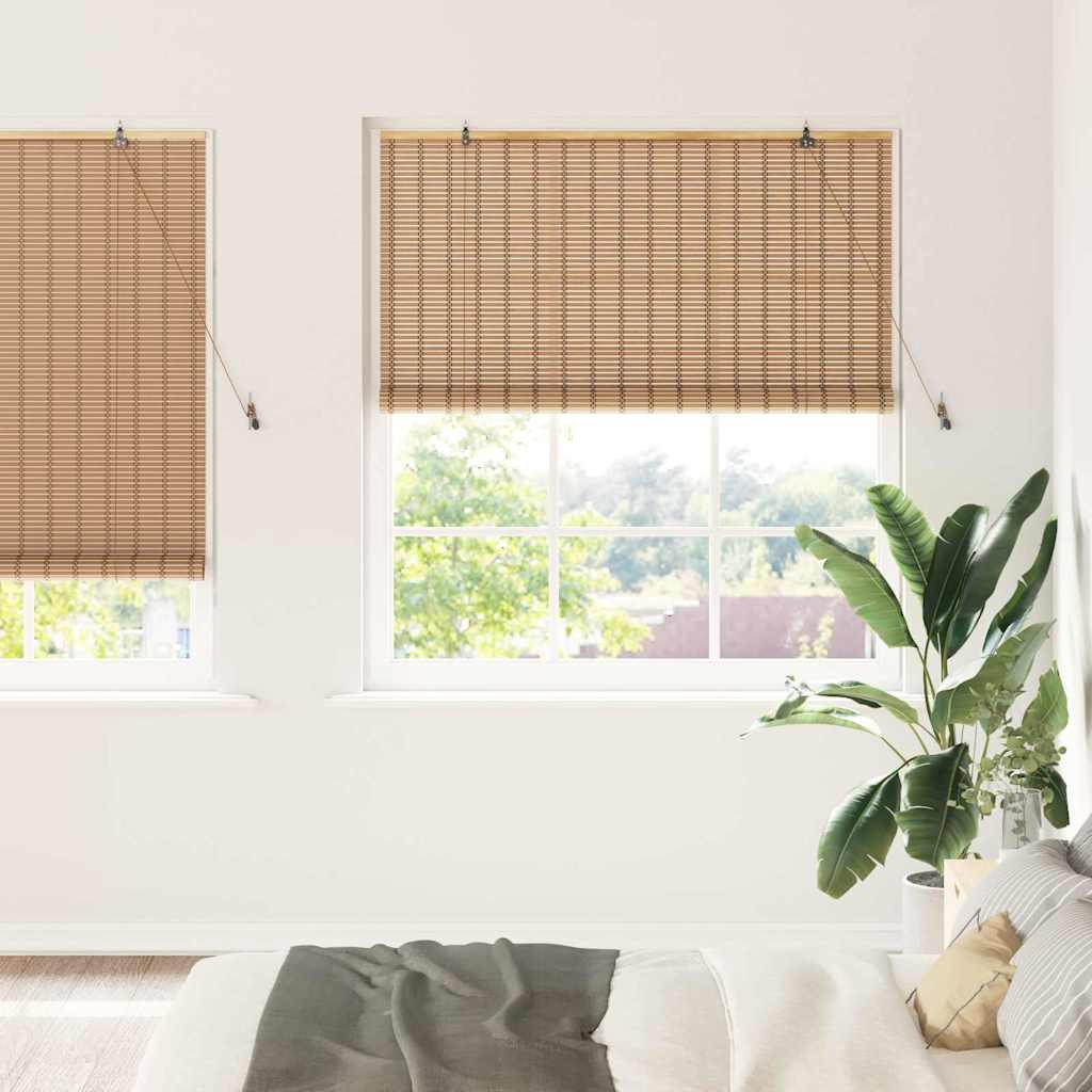 Estor enrollable con cortinas Naturaleza 100 x 160 cm Bambú