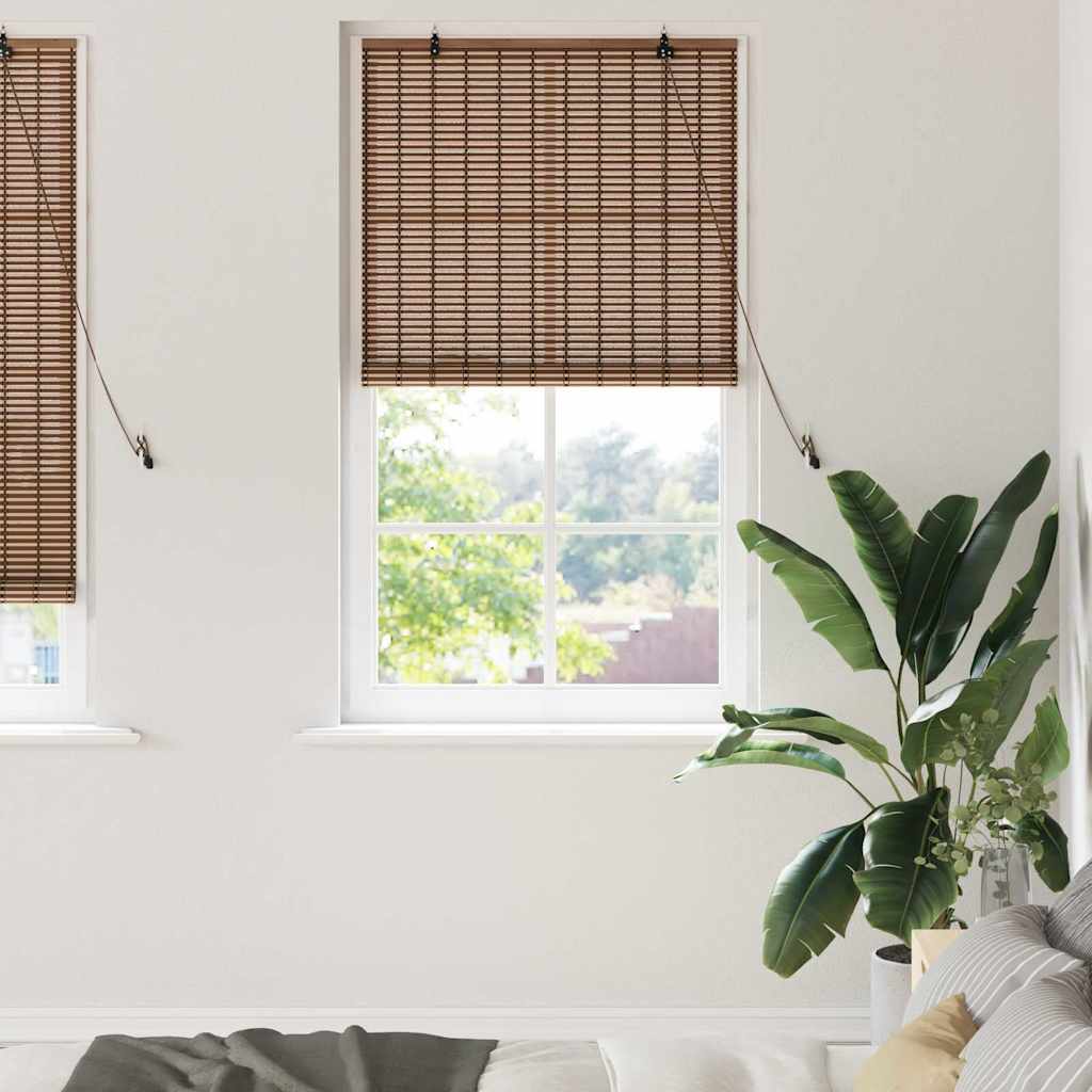 Estor enrollable con cortinas Manual Marrón 100 x 160 cm Bambú