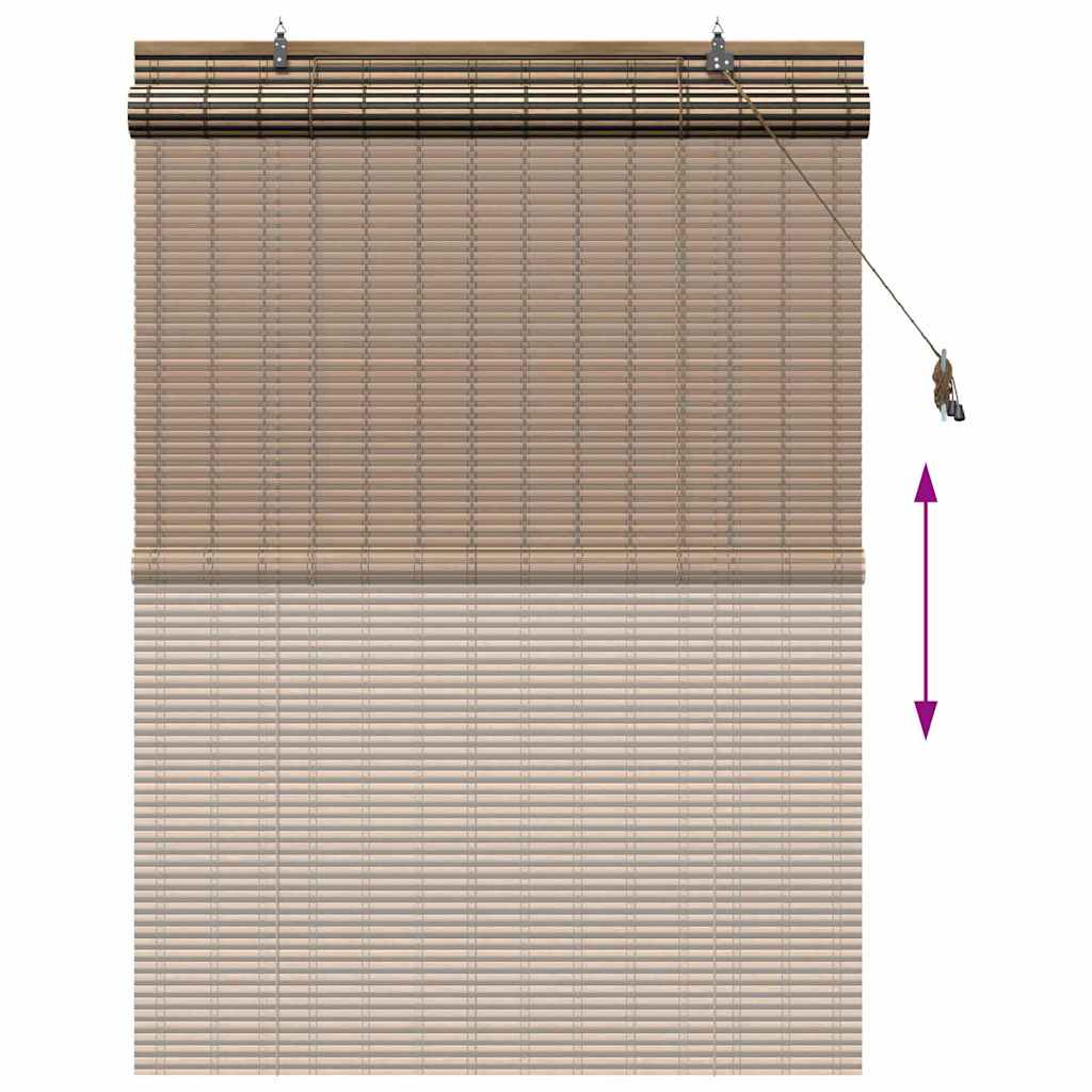 Estor enrollable con cortinas Manual Marrón 100 x 160 cm Bambú