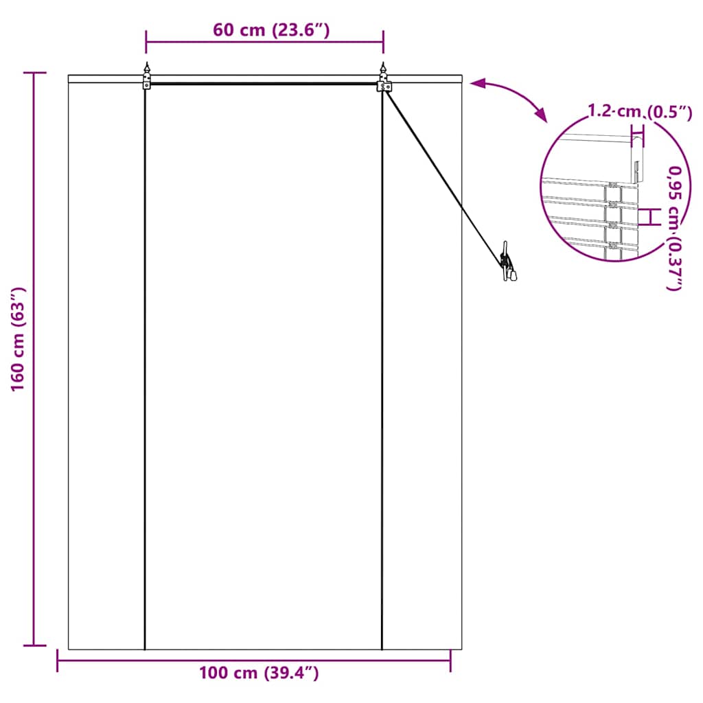Estor enrollable con cortinas Manual Marrón 100 x 160 cm Bambú