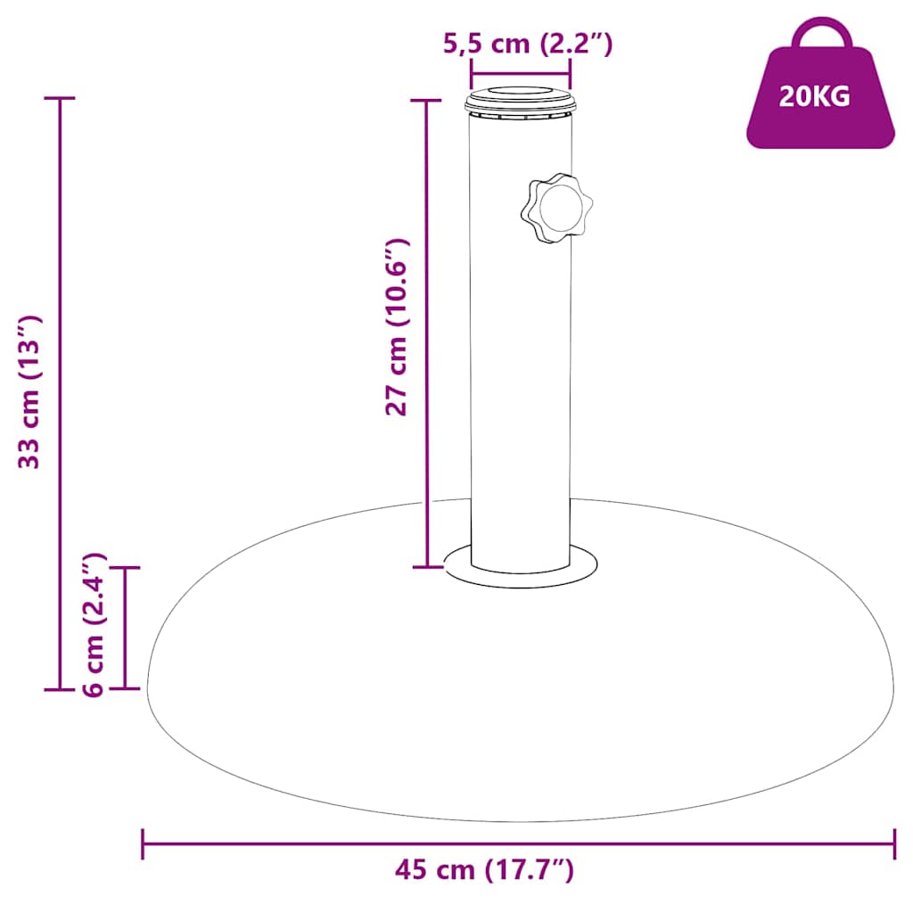 Base para sombrilla 20,9kg Gris Claro Hormigón Redondo
