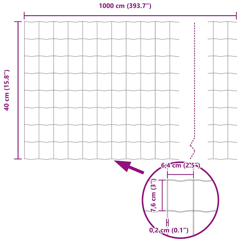 Cerca Euro Gris 0.4 x 10 m Hierro recubierto de PVC
