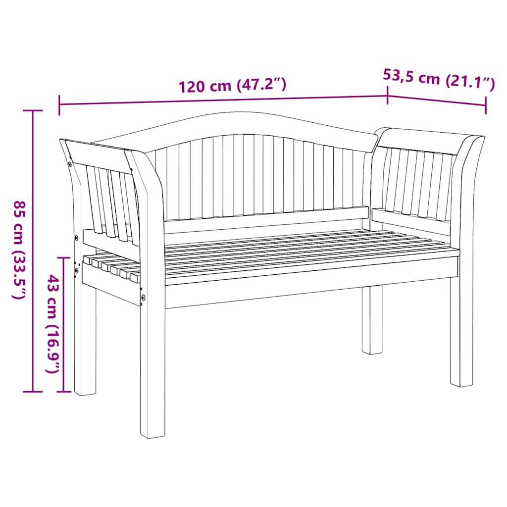 Banco Marrón 120 x 53,5 x 85 cm Madera maciza de Teca
