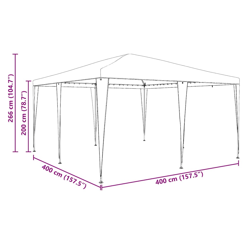 Carpa de Fiesta 400 x 400 x 266 cm Polietileno y Acero