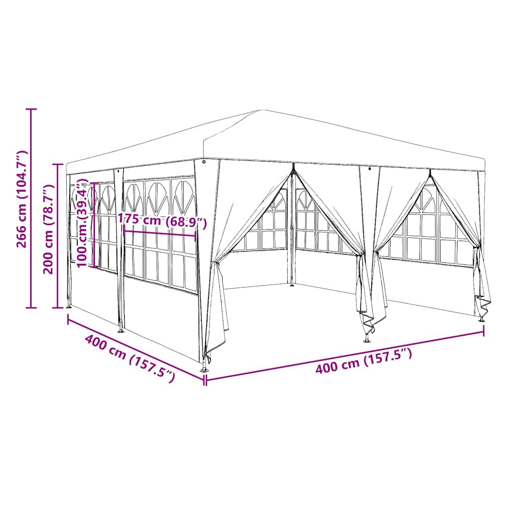 Carpa de Fiesta 400 x 400 x 266 cm Polietileno